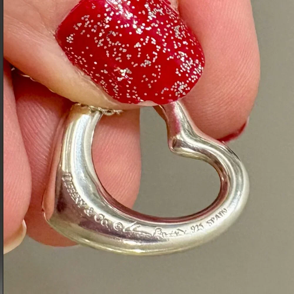 Tiffany and Co. Elsa Peretti Open Heart Pendant Necklace - Picture 6 of 7